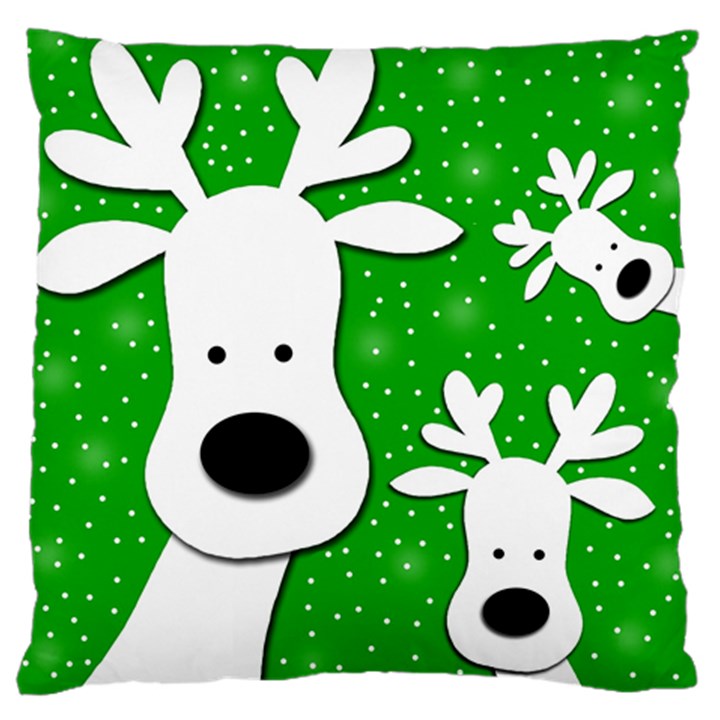 Christmas reindeer - green 2 Standard Flano Cushion Case (Two Sides)