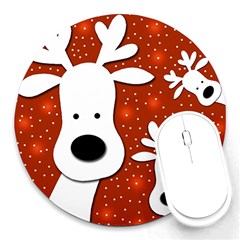 Christmas Reindeer - Red 2 Round Mousepads by Valentinaart