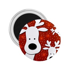 Christmas Reindeer - Red 2 2 25  Magnets by Valentinaart