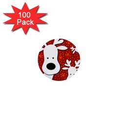 Christmas Reindeer - Red 2 1  Mini Buttons (100 Pack)  by Valentinaart