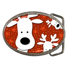 Christmas Reindeer - Red 2 Belt Buckles by Valentinaart