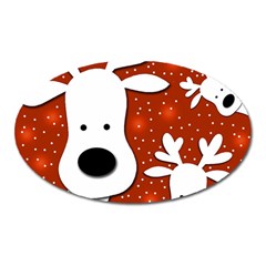 Christmas Reindeer - Red 2 Oval Magnet by Valentinaart