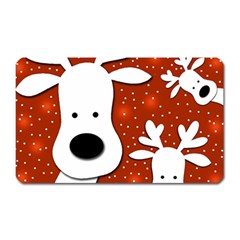 Christmas Reindeer - Red 2 Magnet (rectangular) by Valentinaart