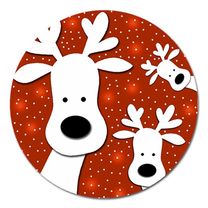 Christmas reindeer - red 2 Magnet 5  (Round)