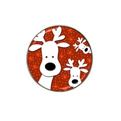 Christmas Reindeer - Red 2 Hat Clip Ball Marker by Valentinaart