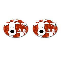 Christmas Reindeer - Red 2 Cufflinks (oval) by Valentinaart