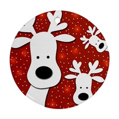 Christmas Reindeer - Red 2 Round Ornament (two Sides)  by Valentinaart