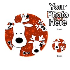 Christmas Reindeer - Red 2 Playing Cards 54 (round) 