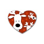 Christmas reindeer - red 2 Rubber Coaster (Heart)  Front