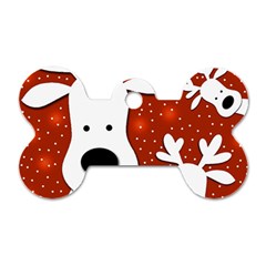 Christmas Reindeer - Red 2 Dog Tag Bone (two Sides) by Valentinaart