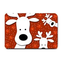 Christmas Reindeer - Red 2 Small Doormat  by Valentinaart