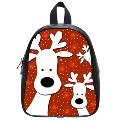 Christmas Reindeer - Red 2 School Bags (small)  by Valentinaart