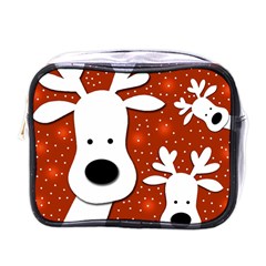 Christmas Reindeer - Red 2 Mini Toiletries Bags by Valentinaart