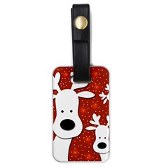 Christmas Reindeer - Red 2 Luggage Tags (one Side)  by Valentinaart