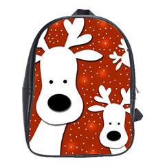 Christmas Reindeer - Red 2 School Bags (xl)  by Valentinaart