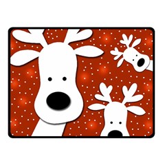 Christmas Reindeer - Red 2 Double Sided Fleece Blanket (small) 