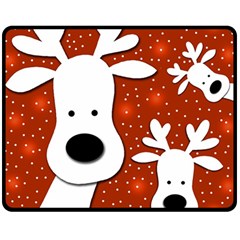 Christmas Reindeer - Red 2 Double Sided Fleece Blanket (medium)  by Valentinaart