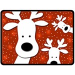 Christmas reindeer - red 2 Double Sided Fleece Blanket (Large)  80 x60  Blanket Front