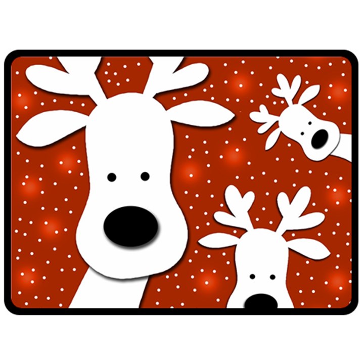 Christmas reindeer - red 2 Double Sided Fleece Blanket (Large) 