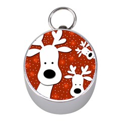 Christmas Reindeer - Red 2 Mini Silver Compasses by Valentinaart