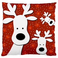 Christmas Reindeer - Red 2 Standard Flano Cushion Case (two Sides) by Valentinaart