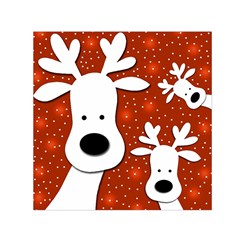 Christmas Reindeer - Red 2 Small Satin Scarf (square) by Valentinaart