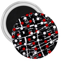 Red And White Dots 3  Magnets by Valentinaart