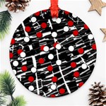 Red and white dots Ornament (Round)  Front