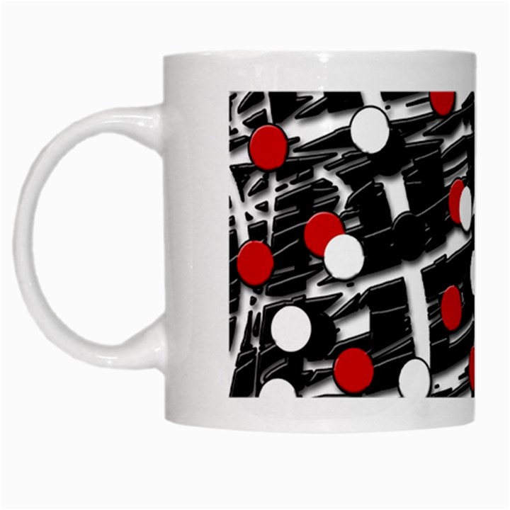 Red and white dots White Mugs