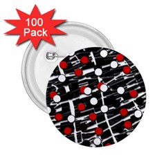 Red And White Dots 2 25  Buttons (100 Pack)  by Valentinaart