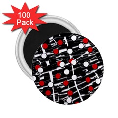 Red And White Dots 2 25  Magnets (100 Pack)  by Valentinaart