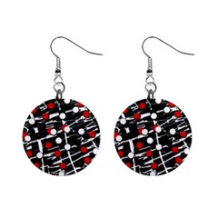 Red And White Dots Mini Button Earrings