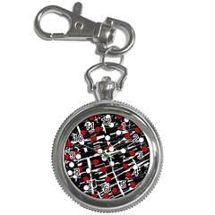 Red And White Dots Key Chain Watches by Valentinaart