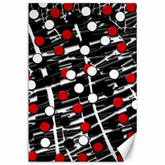 Red And White Dots Canvas 12  X 18   by Valentinaart