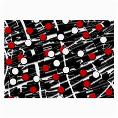 Red And White Dots Large Glasses Cloth by Valentinaart