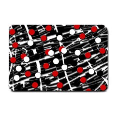 Red And White Dots Small Doormat  by Valentinaart