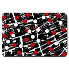 Red And White Dots Large Doormat  by Valentinaart