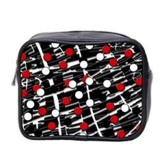 Red And White Dots Mini Toiletries Bag 2-side by Valentinaart