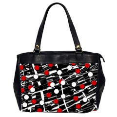 Red And White Dots Office Handbags (2 Sides)  by Valentinaart