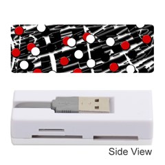 Red And White Dots Memory Card Reader (stick)  by Valentinaart