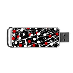 Red And White Dots Portable Usb Flash (one Side) by Valentinaart