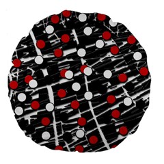 Red And White Dots Large 18  Premium Flano Round Cushions by Valentinaart