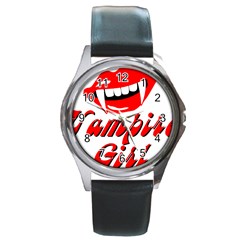 Vampire Girl Round Metal Watch