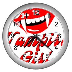 Vampire Girl Wall Clocks (Silver) 