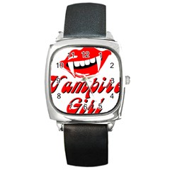 Vampire Girl Square Metal Watch