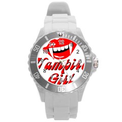 Vampire Girl Round Plastic Sport Watch (L)