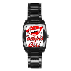 Vampire Girl Stainless Steel Barrel Watch