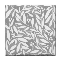 Gray And White Floral Pattern Tile Coasters by Valentinaart