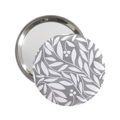 Gray And White Floral Pattern 2 25  Handbag Mirrors by Valentinaart