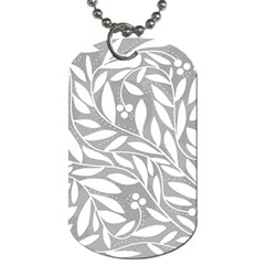 Gray And White Floral Pattern Dog Tag (two Sides) by Valentinaart